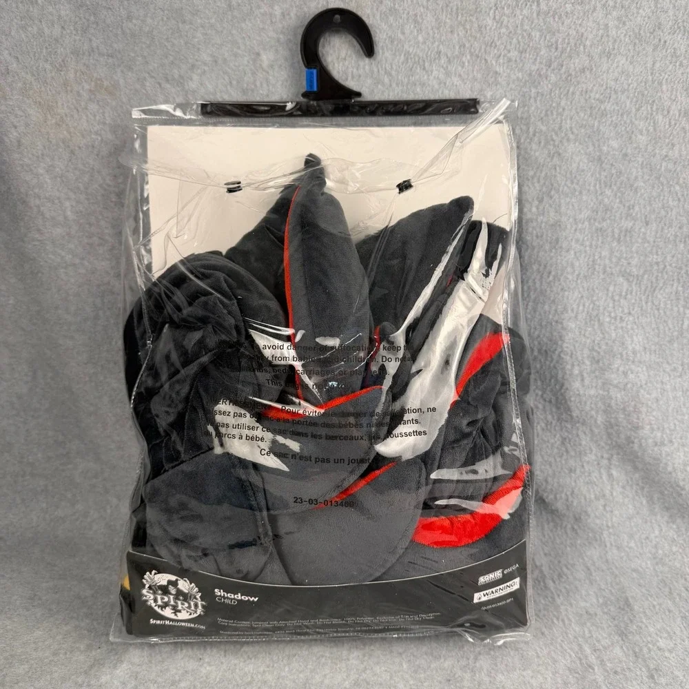 Spirit Halloween Shadow the Hedgehog Costume Kids XL 14-16 Black Jumpsuit NEW
